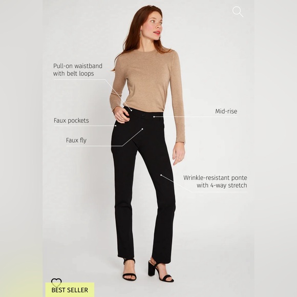 NWOT Betabrand Classic Dress Pant Yoga Pants Straight Black Size Large - Picture 6 of 11